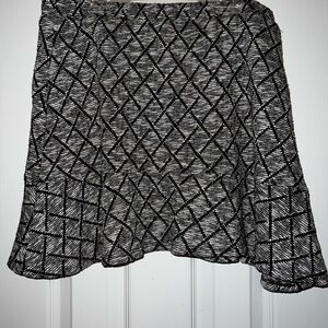 Margaret M Black and White Geometric A-Line Skirt